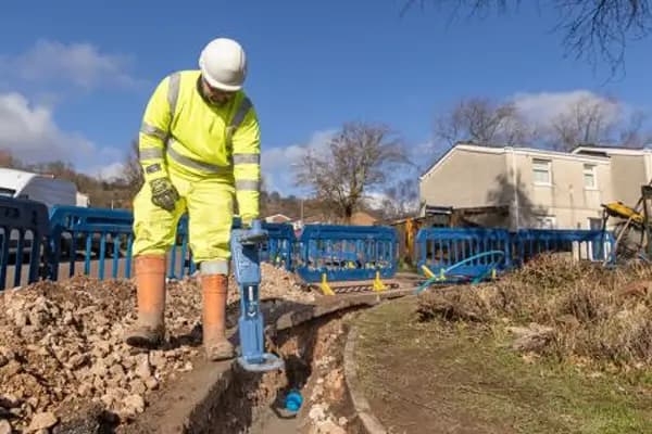 Survey-grade locator used to detect underground utilities and buried markers on a construction site.
