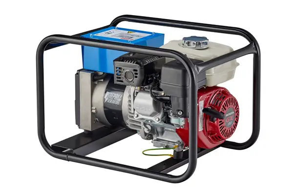 Portable petrol-powered generator set supplied by QuoteMeHire for hire on construction sites events and remote locations across the UK.